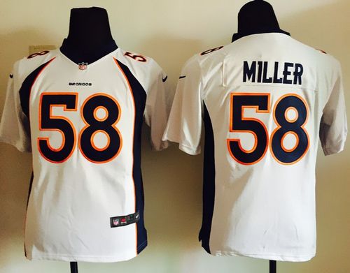 Nike Broncos #58 Von Miller White Youth Stitched NFL Elite Jersey - Click Image to Close